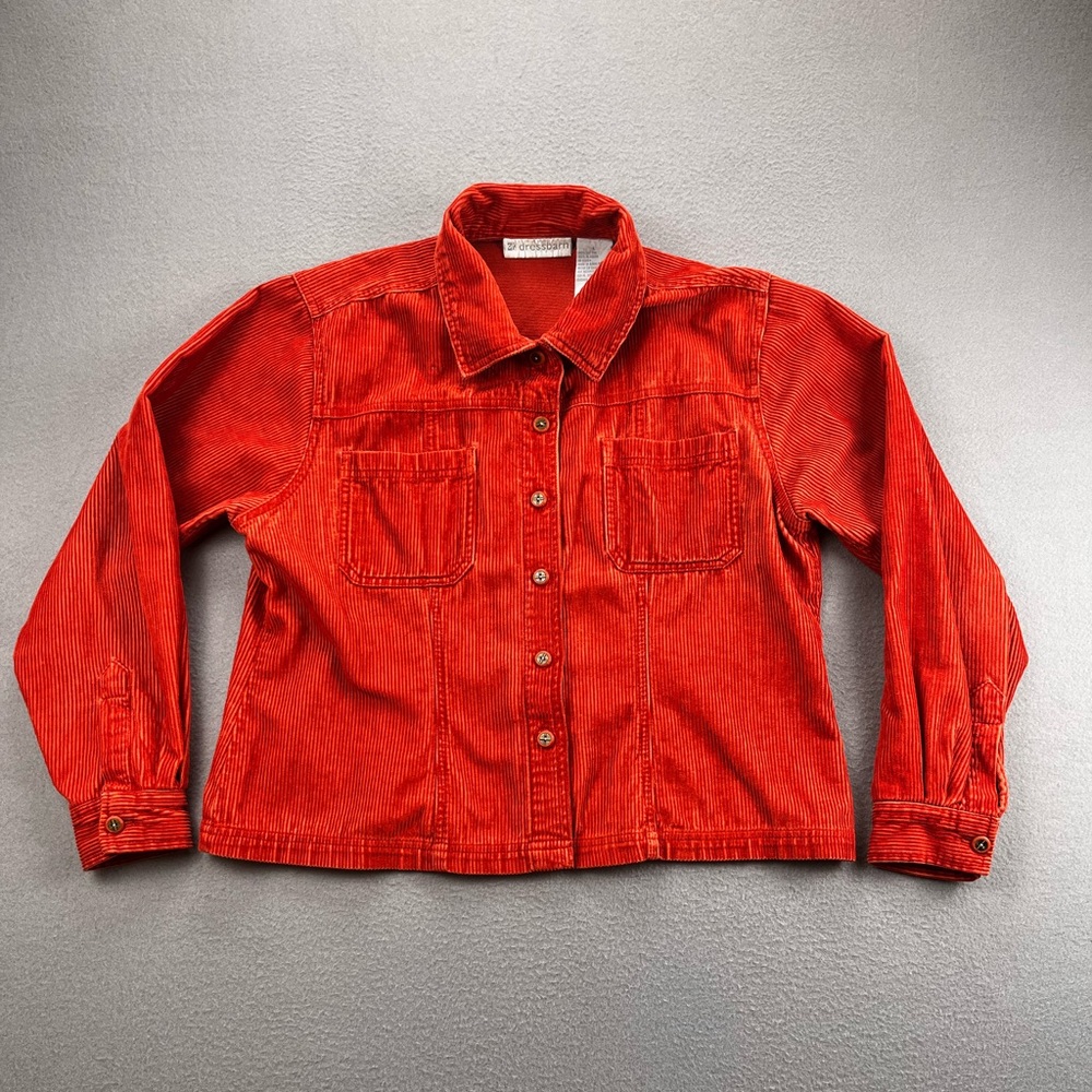 Dressbarn Burnt Orange Corduroy Button-Up Shirt Jacket – Women’s Size Large